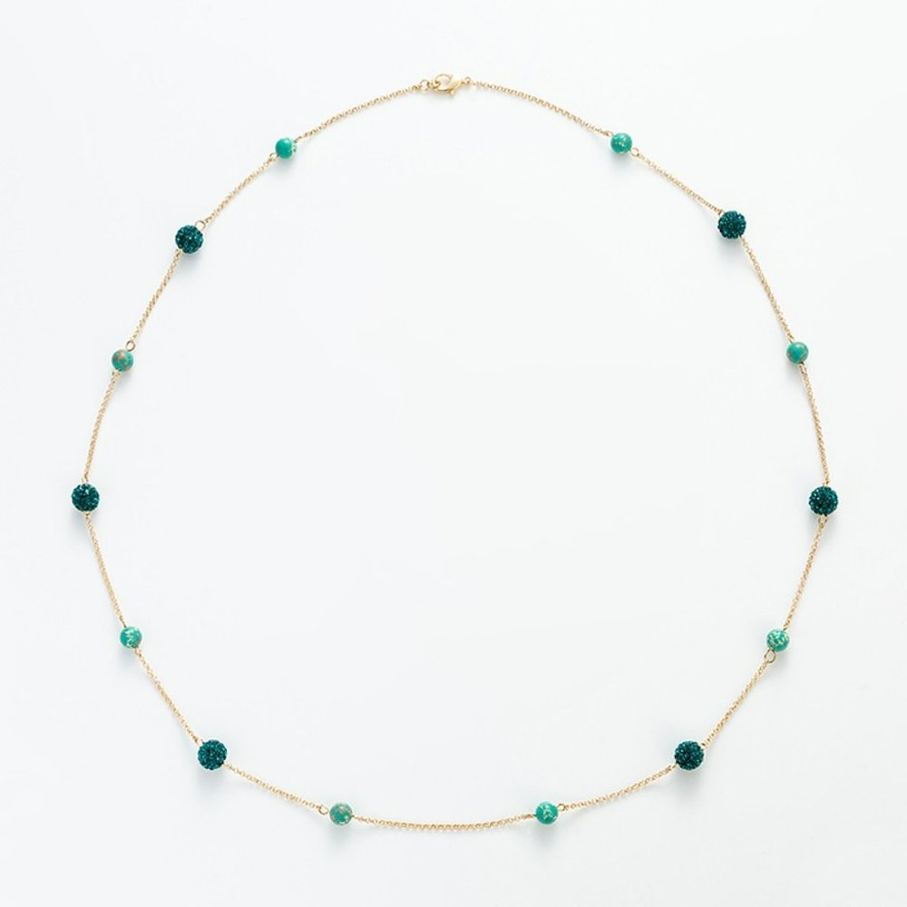 Retro Gold Plated Necklace-Shades of Green